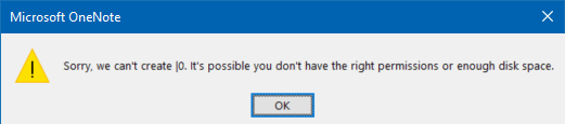 Microsoft OneNote error when exporting OneNote package: 