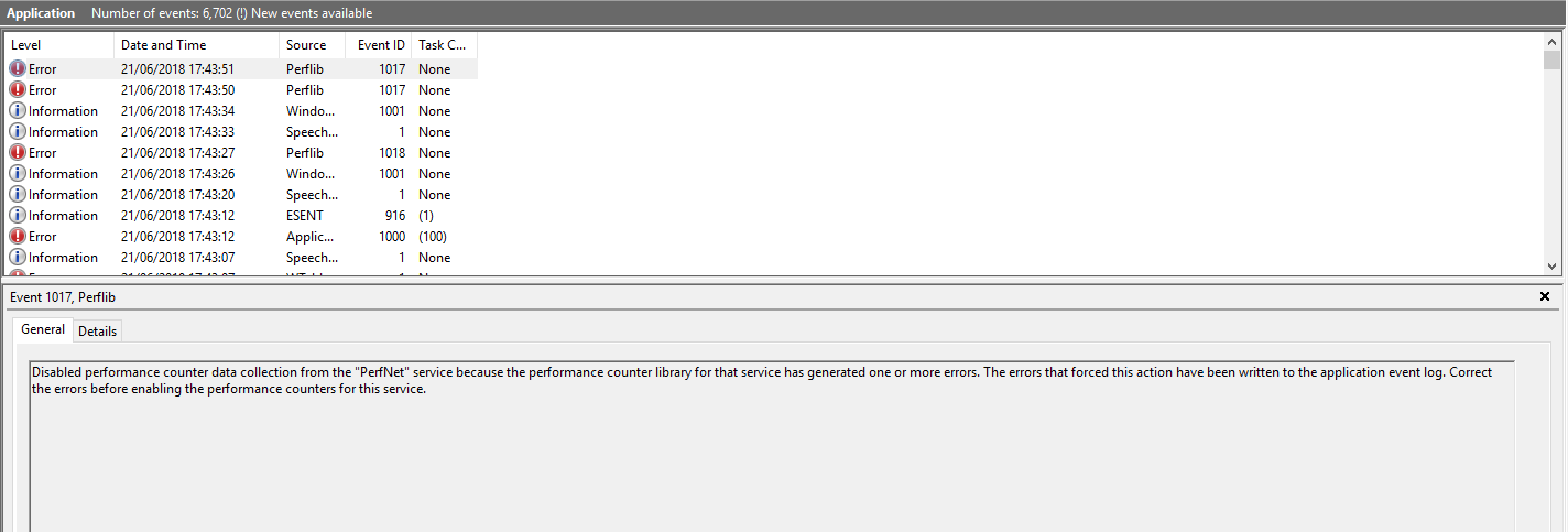 Perflib and ESENT Errors Causing Game Crashes. - Microsoft Q&A