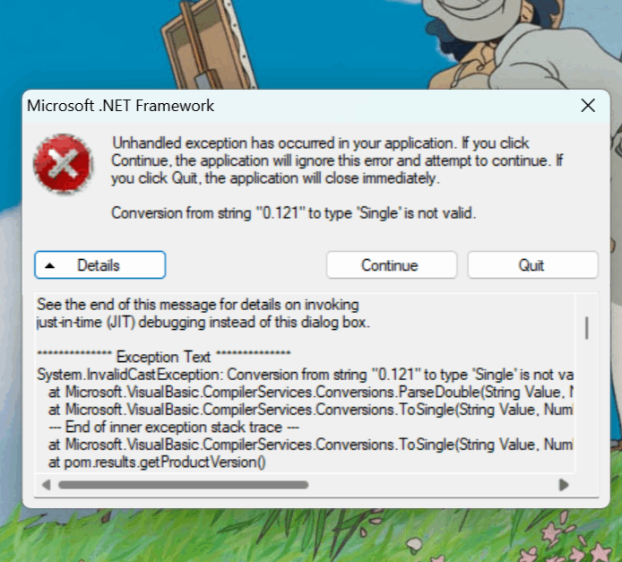 microsoft.NET framework issue after i try to open QM for windows ...