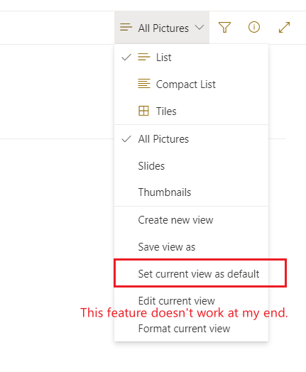 How to default a SharePoint Picture library to a List view - Microsoft Q&A