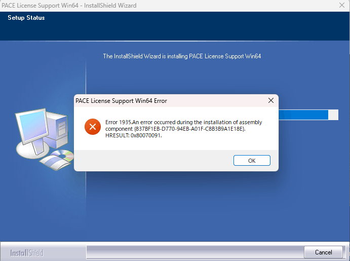 PACE License Service : Error 1935 - Microsoft Q&A