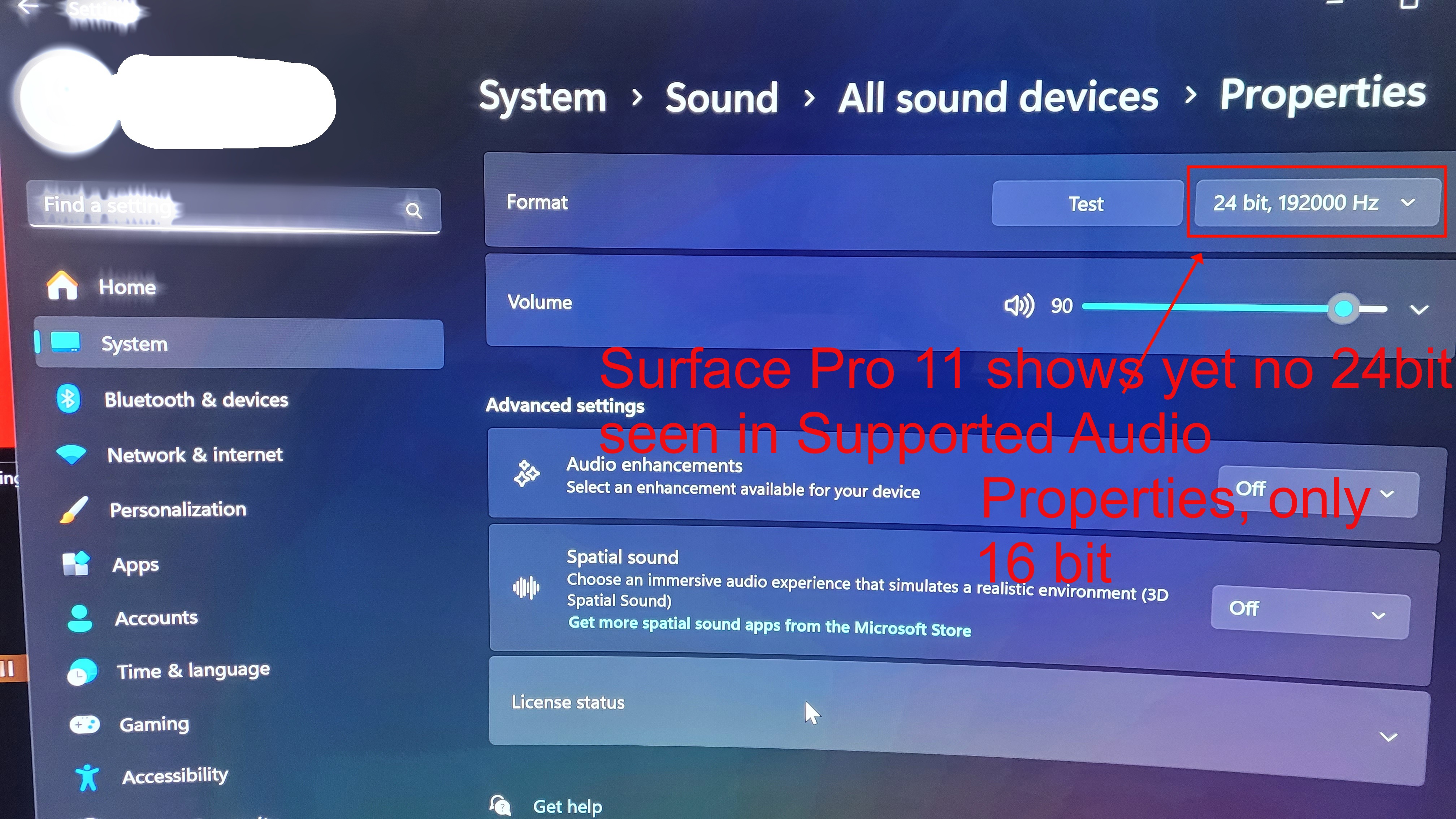 Surface Pro 11 confirming 24bit