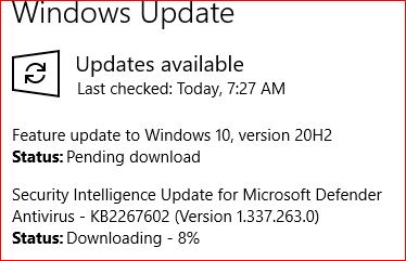 Security Intelligence stuck in Windows Update - Microsoft Q&A