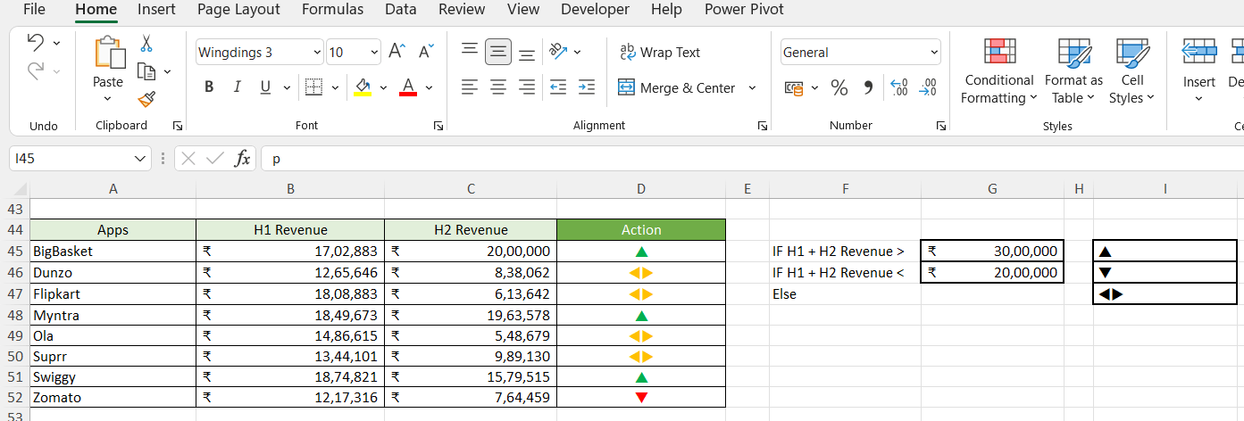Excel Compare two sets of data and report higher, lower or equal as an ...