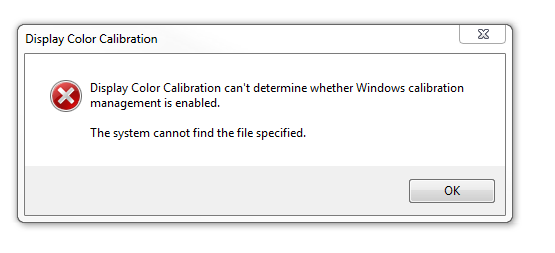 Microsoft Color Management System "The system cannot find the file ...