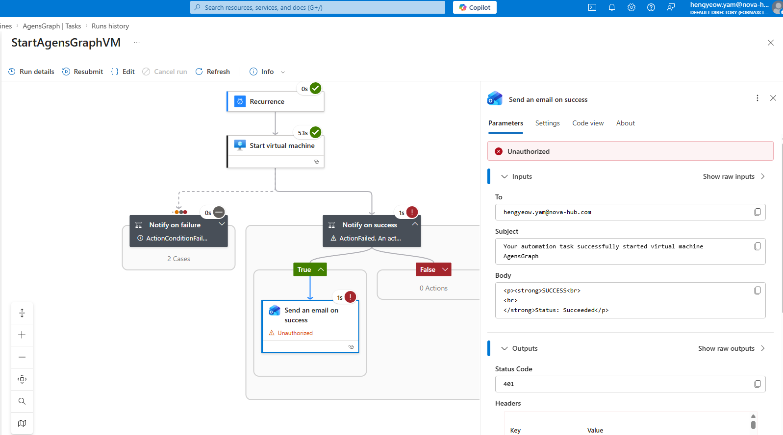 email failed to sent in Logic Apps - Microsoft Q&A