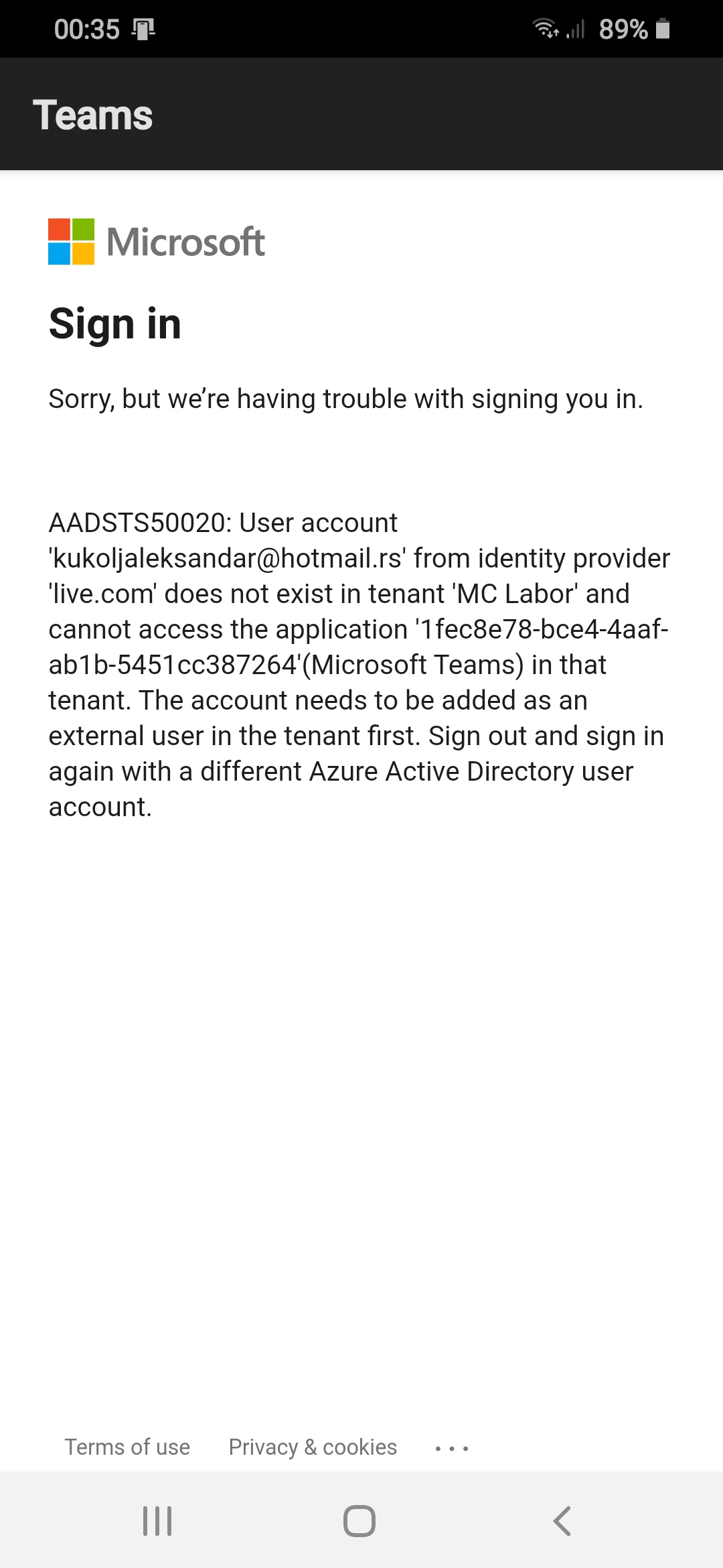Can't sign up for Microsoft Teams free account - Microsoft Q&A