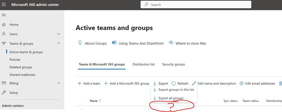 365 Admin Center - Export group members option is missing - Microsoft Q&A