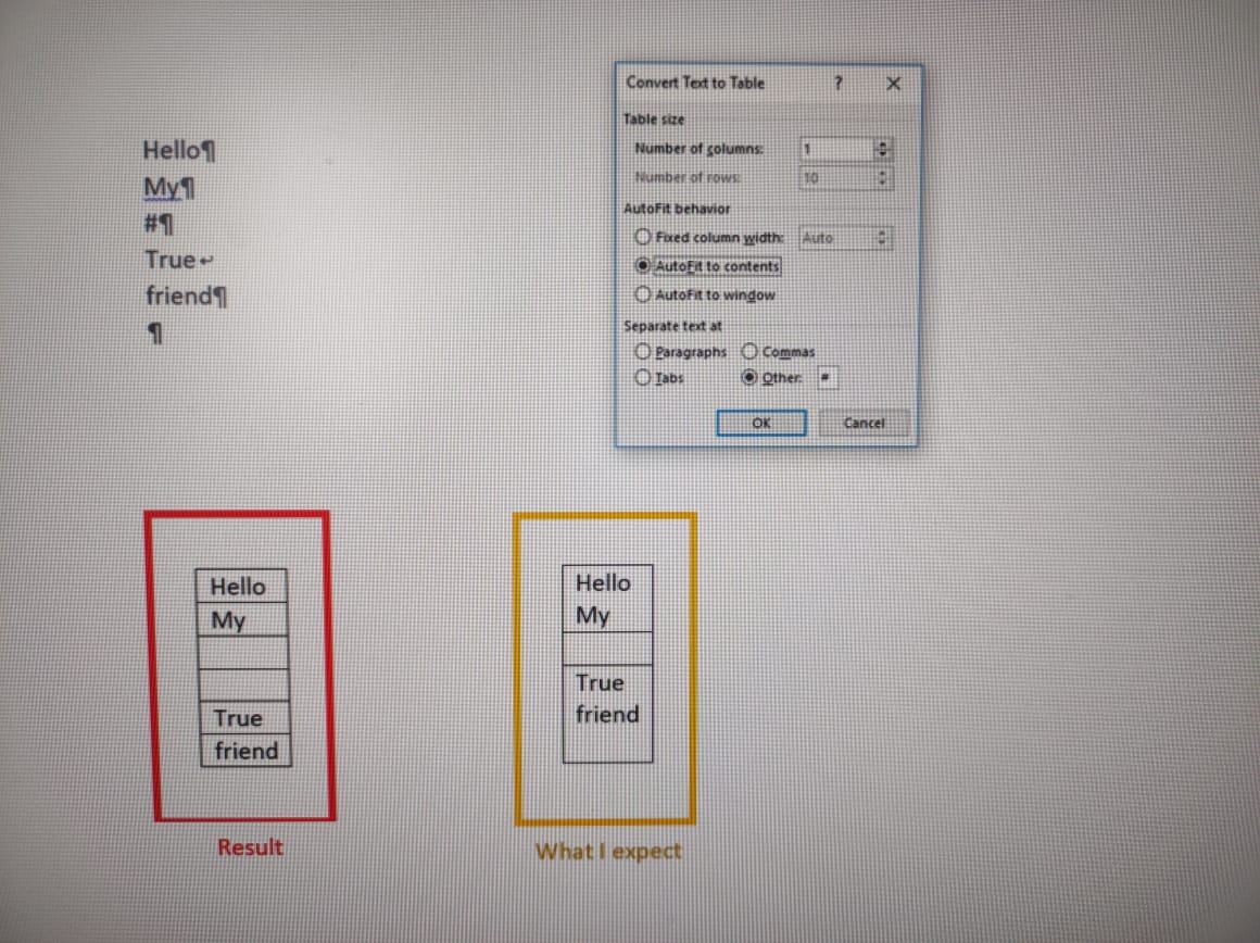 Microsoft Word Text to Table with delimited special character ...