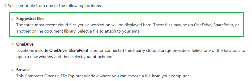 Attach recent files rather than 