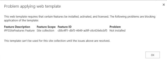 Enable to create site using site template on SharePoint Server 2019 ...