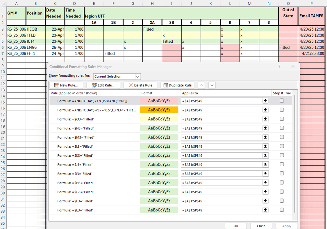 How do I make multiple conditional formating work? - Microsoft Q&A