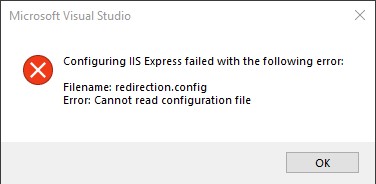 File Redirection.config not found
