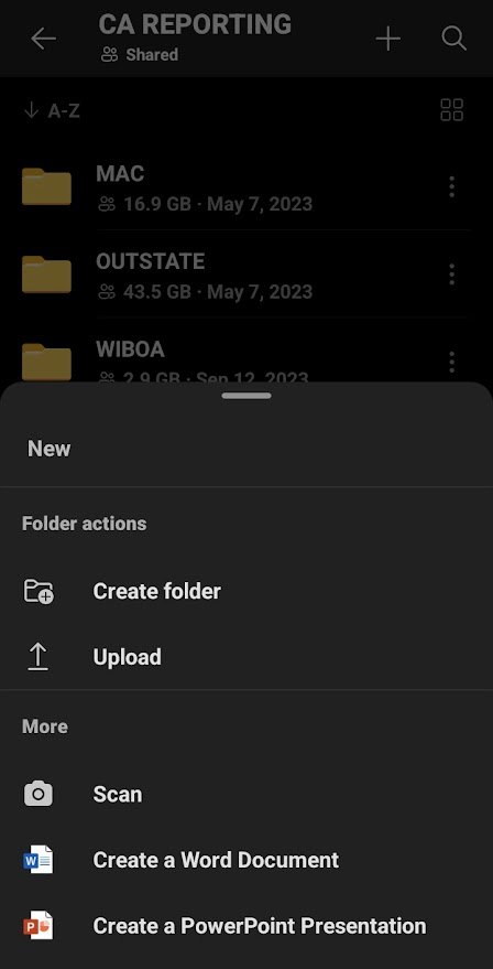 OneDrive Android App - Unable to see 