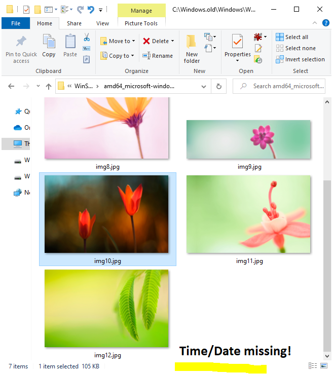 Windows 10 File Explorer Time/Date missing in Status Bar for Icon View ...