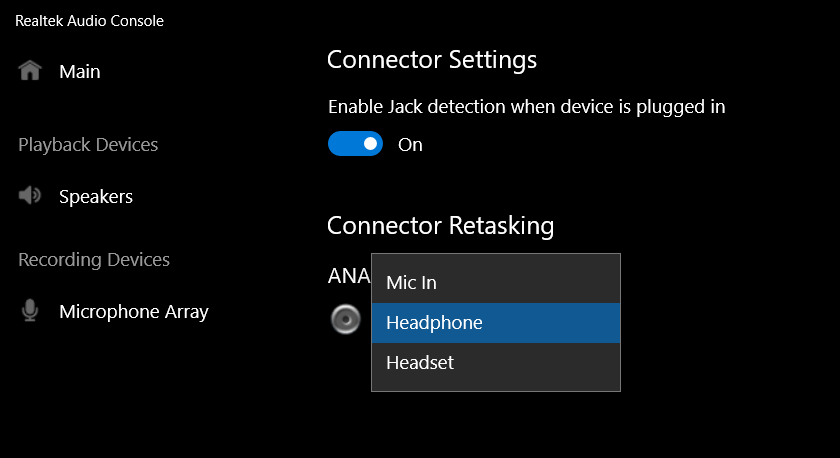 Why my Realtek Audio Console doesn't have a speaker out choice on ...
