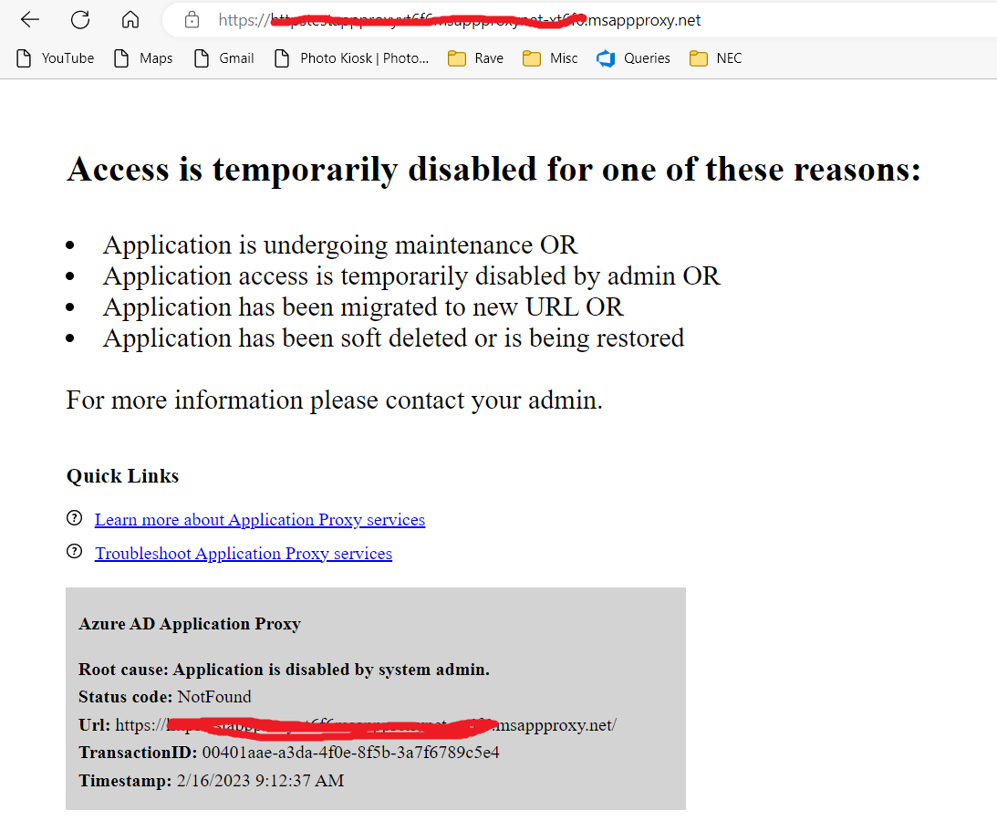 Azure application proxy issue microsoft q a