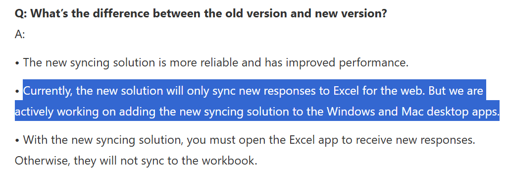 EXCEL Workbook fails to sync with Forms - Microsoft Q&A