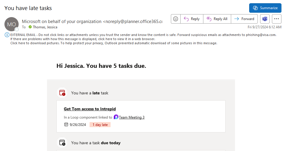 I've marked a task as done in the loop meeting notes component, but I ...