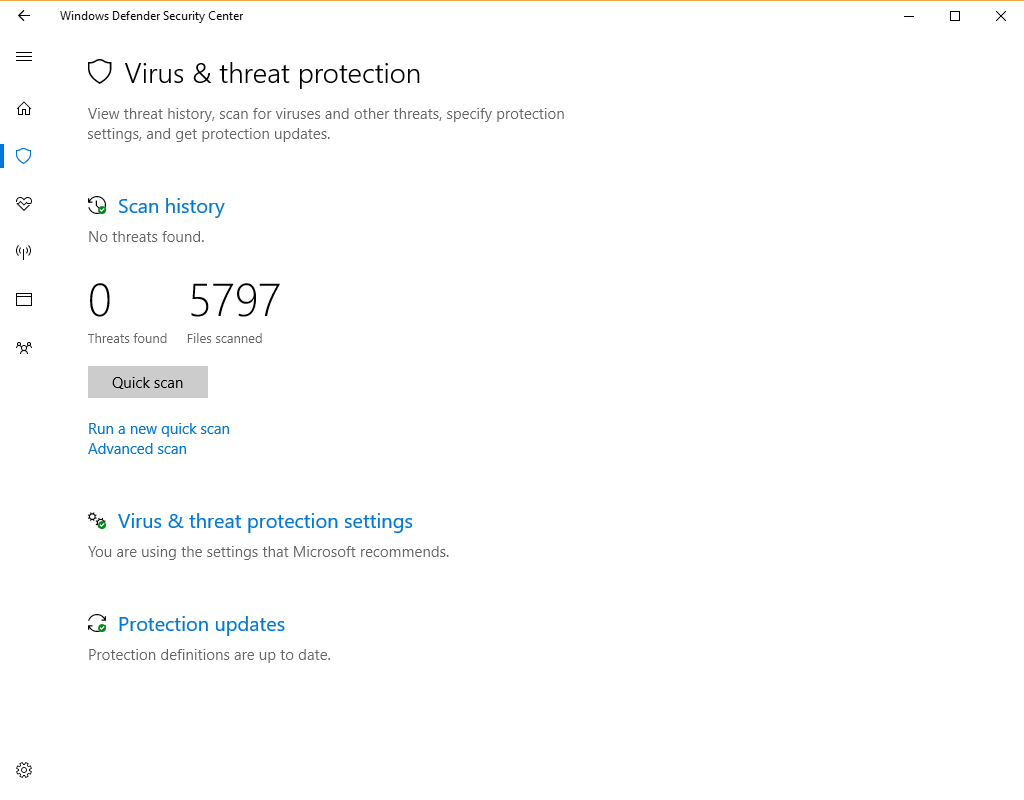 Windows defender security center Red 