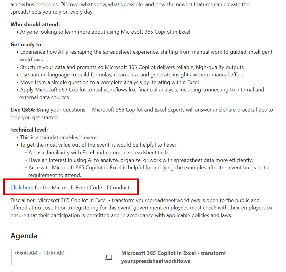 MS webinar code of conduct link