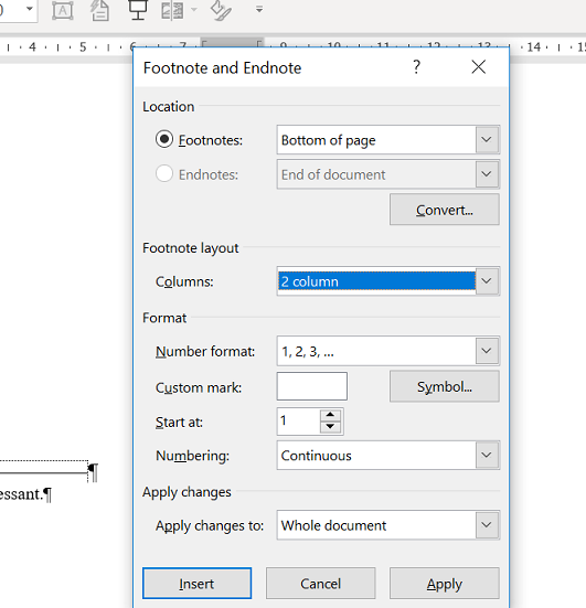 Ms office 2 column document footnote alignment. - Microsoft Q&A