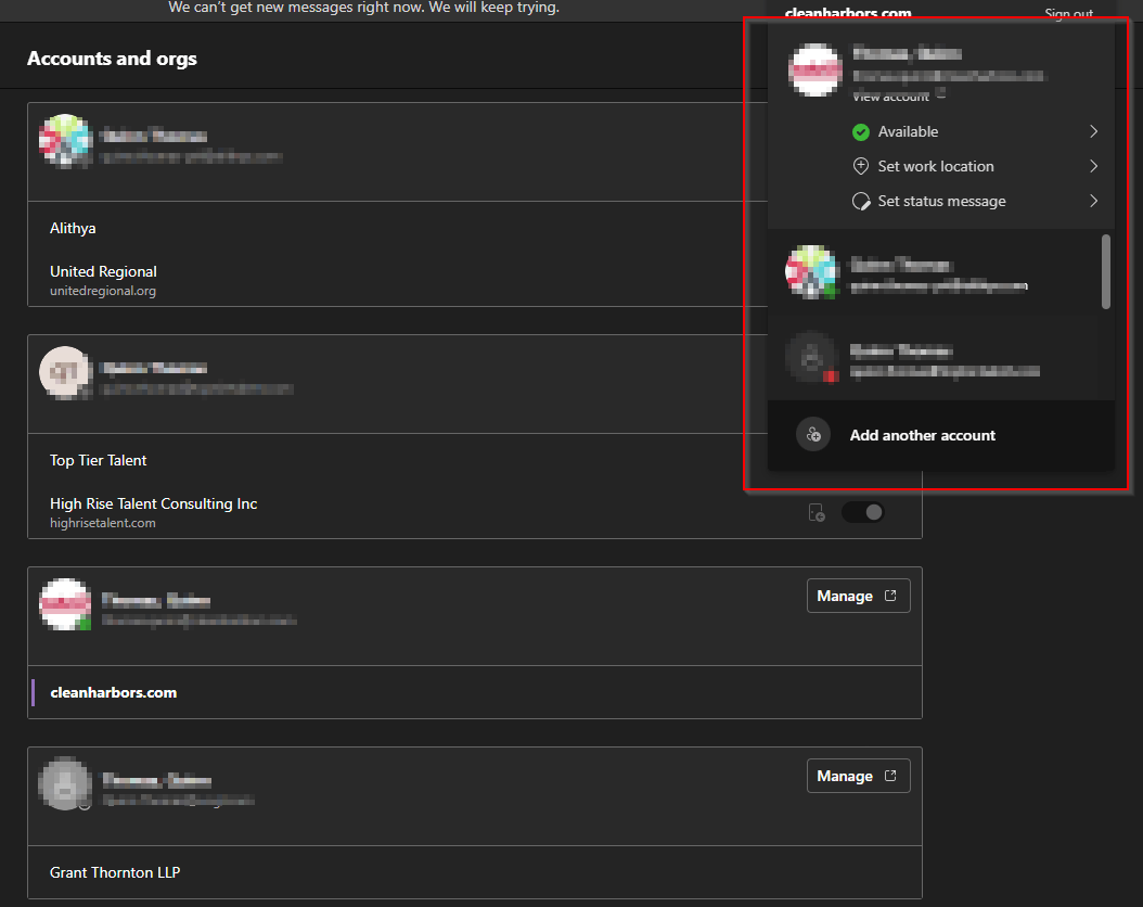 Unable to see all accounts and orgs in the accounts and org switcher ...