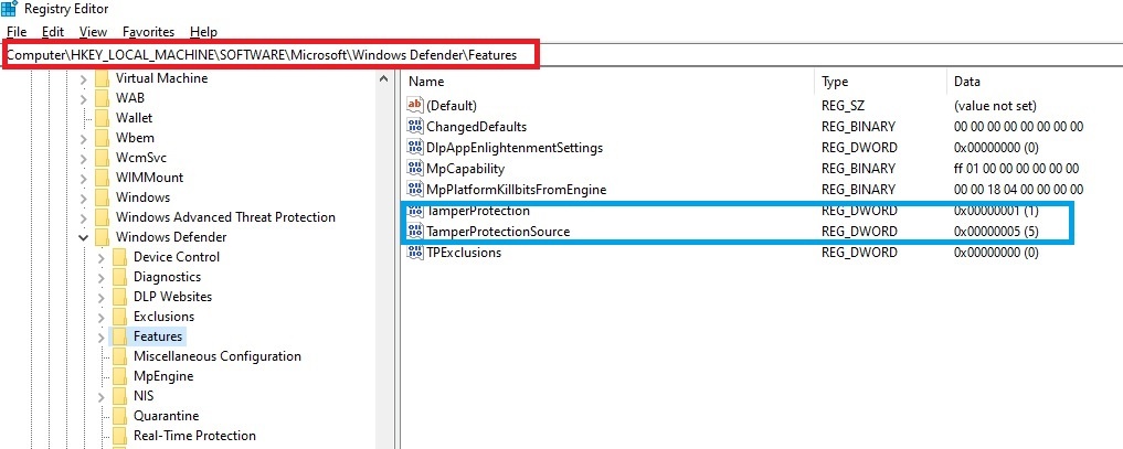 Cannot enable Tamper Protection in Registry - Microsoft Q&A