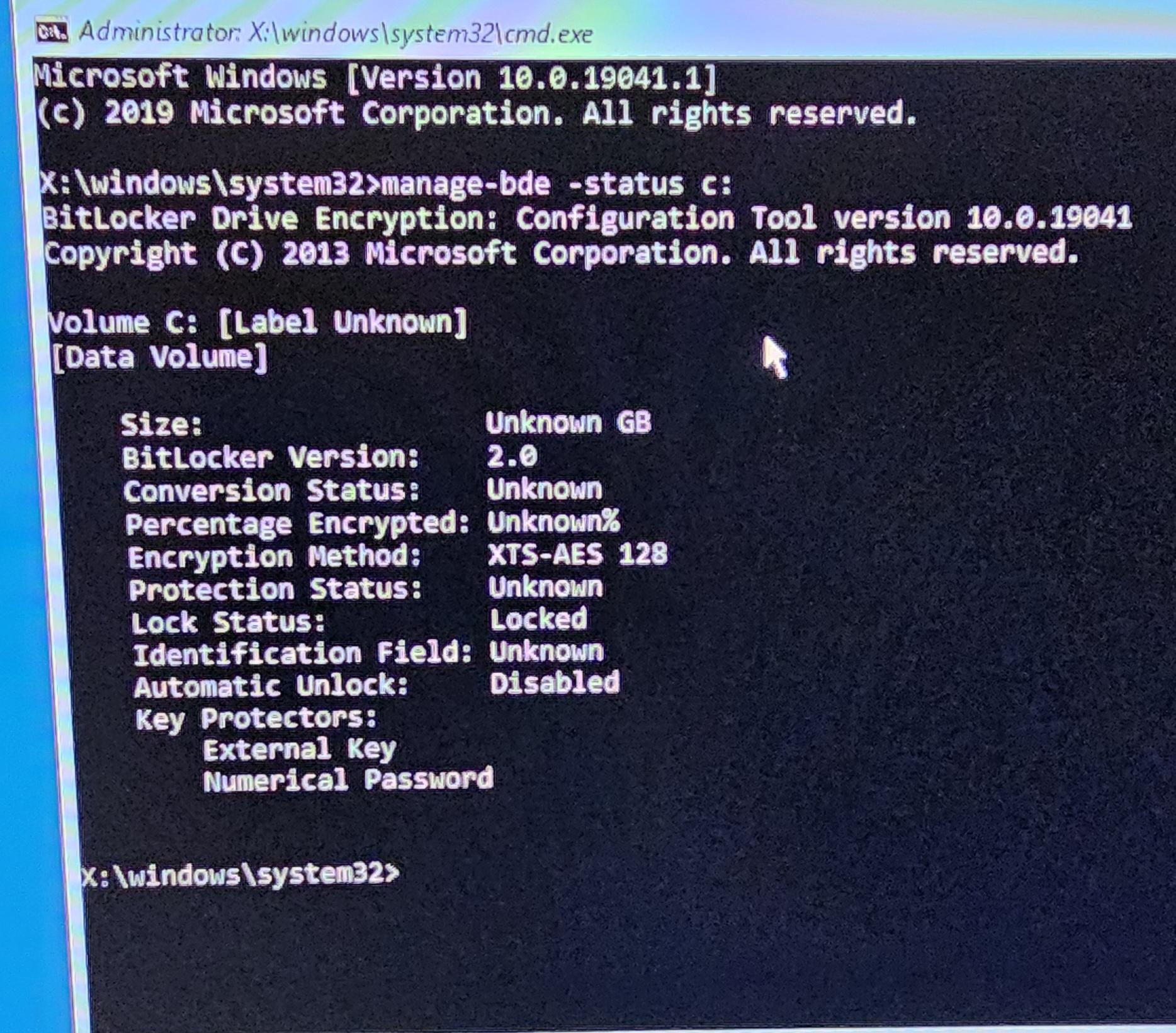 Turned on bitlocker and now the recovery key is not working ...