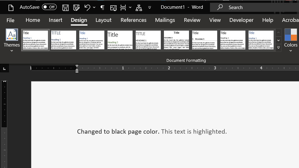 how to make page white microsoft word