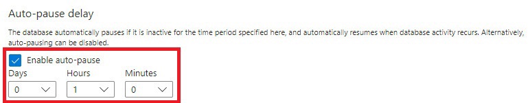 azure sql auto pause