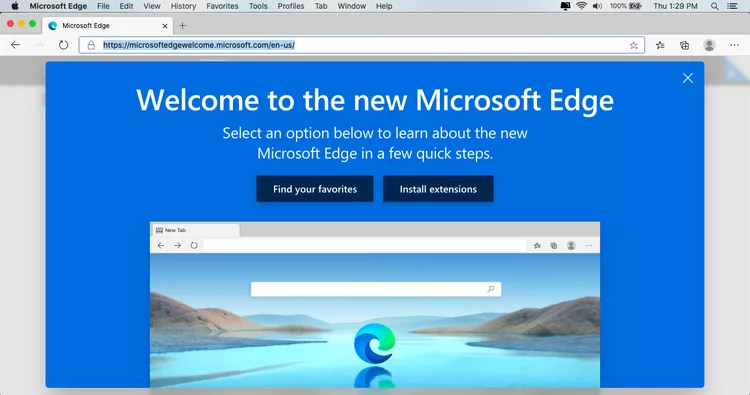 Microsoft Edge welcome