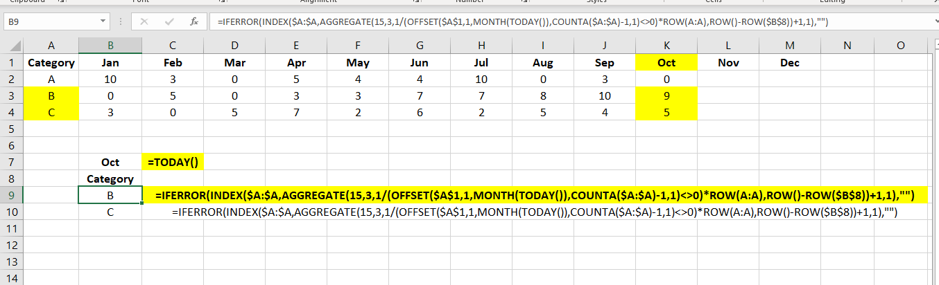 Dynamic array using offset and sum - Microsoft Q&A