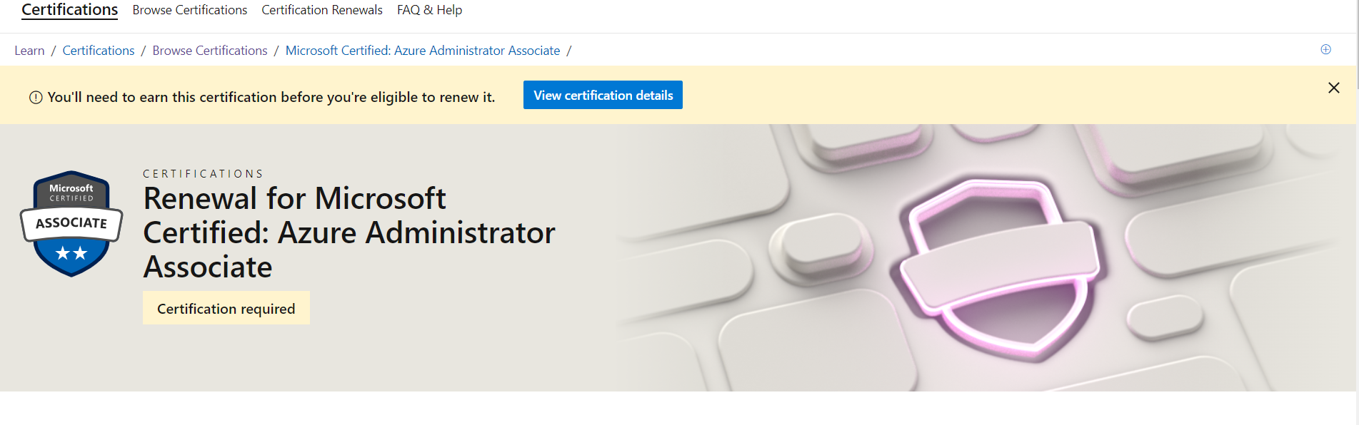 Unable to renew my AZ 104 certificate - Microsoft Q&A