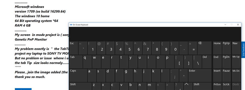 Help , Problem with tab tip ( touch screen keyboard) windows 10 version ...