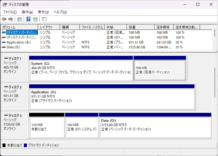 ディスク一覧