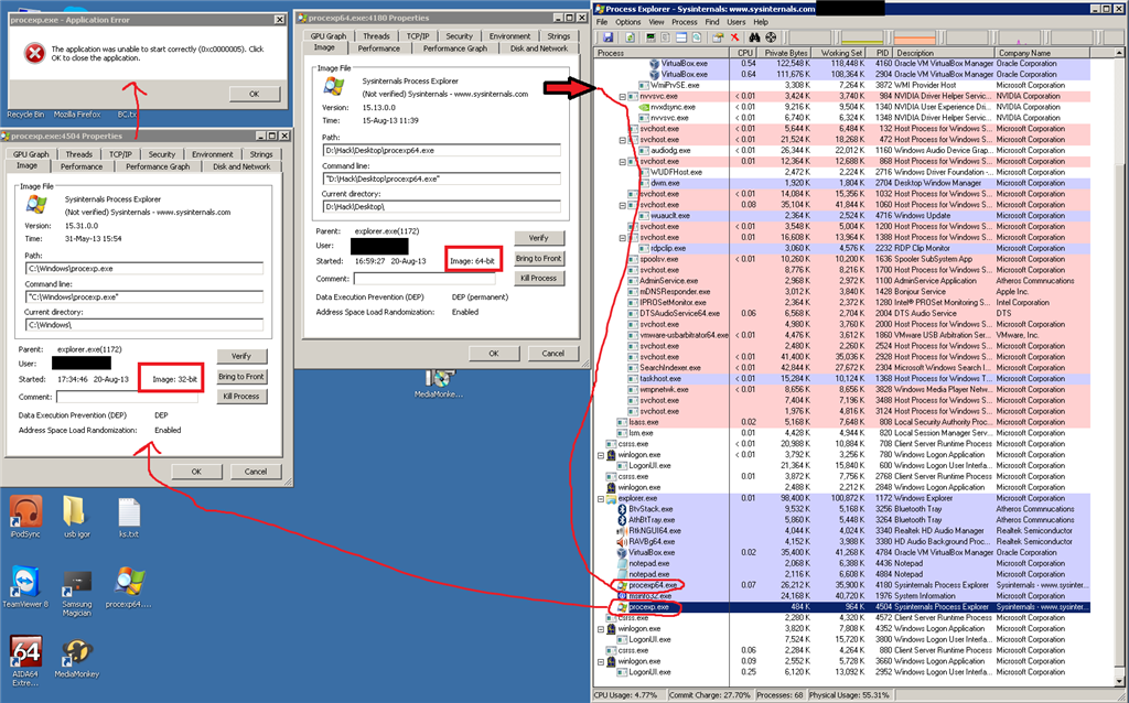 Can't run x86 apps on Win7x64 - The application was unable