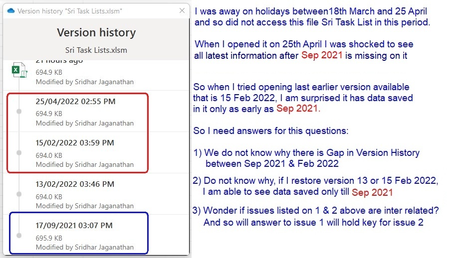 Missing Version History for big chunk of timeline - Microsoft Q&A
