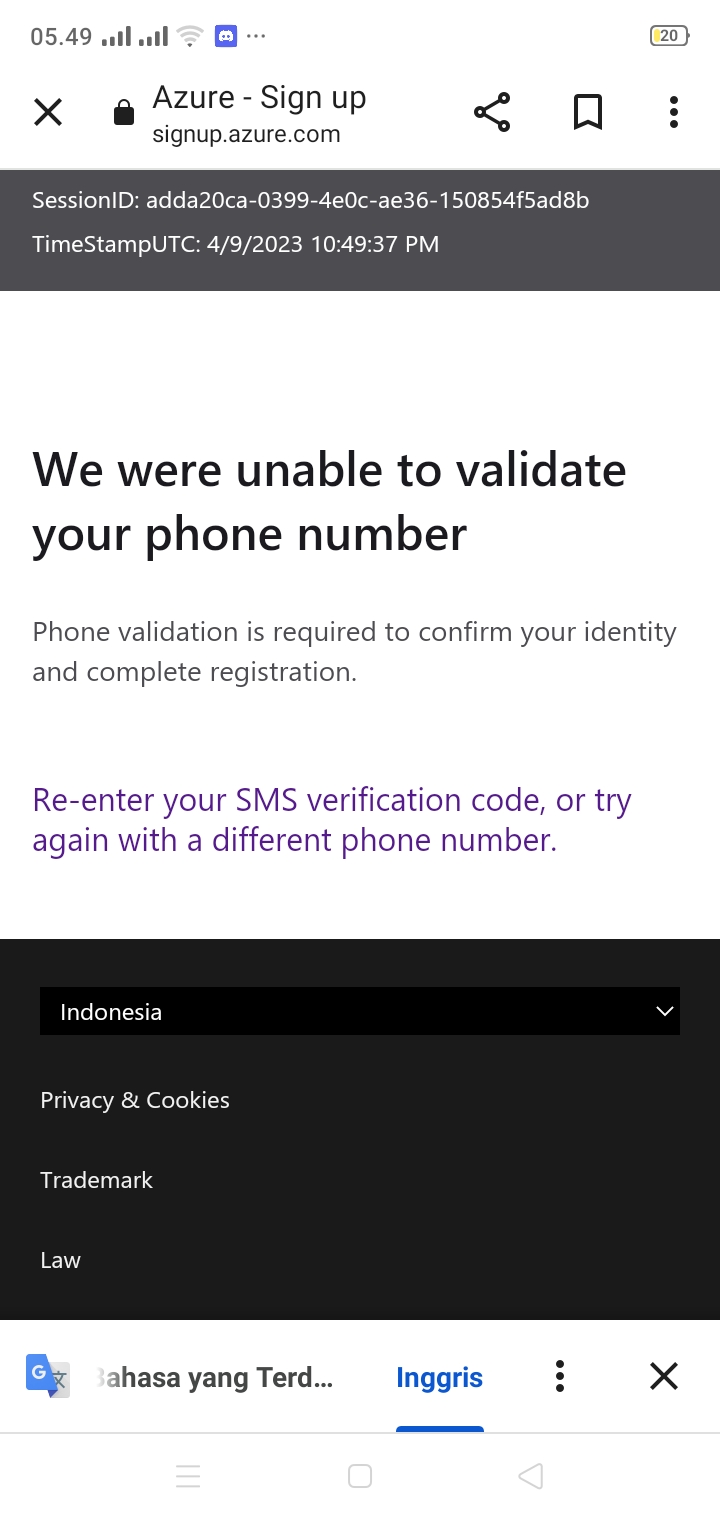  we were unable to validate your phone number error when register