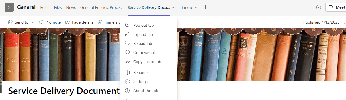 How to change the 'see all' link on a teams tab - Microsoft Q&A