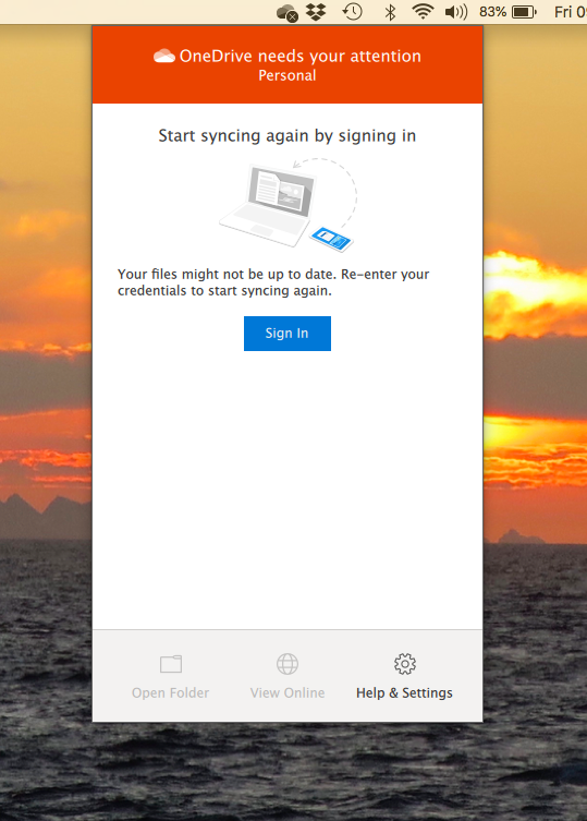Microsoft 365 'one drive' icon in top ribbon does not allow me to sign ...