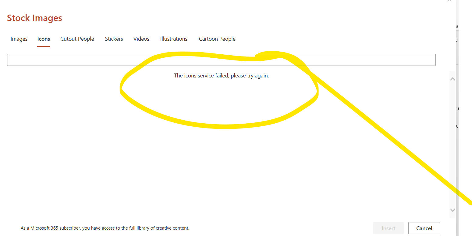 Icons service failed in powerpoint and other office applications ...