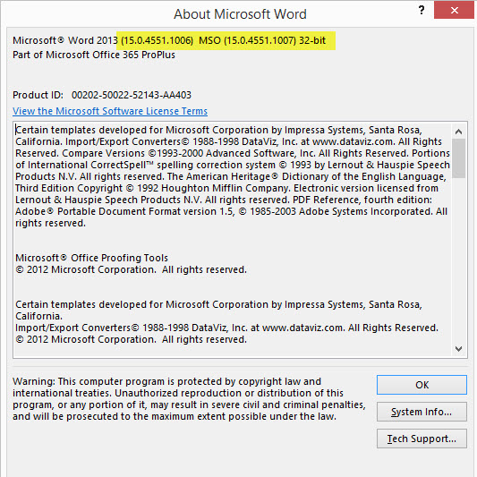 在庫確認必須⚠️になります Office 2013 SP1 
