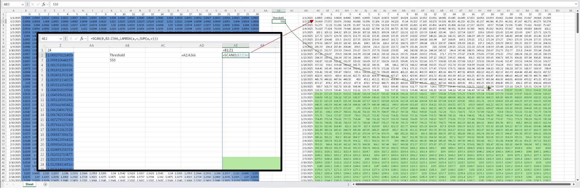 Adding multiple rows in multiple columns till it adds up to a specific ...