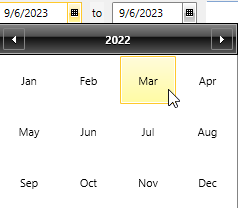 Unable to select a month from the date picker list of months in report ...