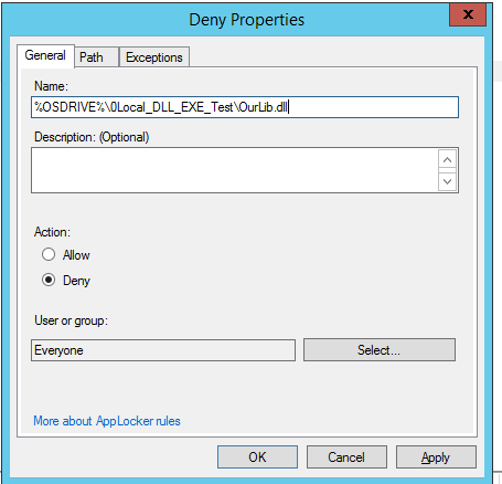 Block a DLL with Applocker - Microsoft Q&A