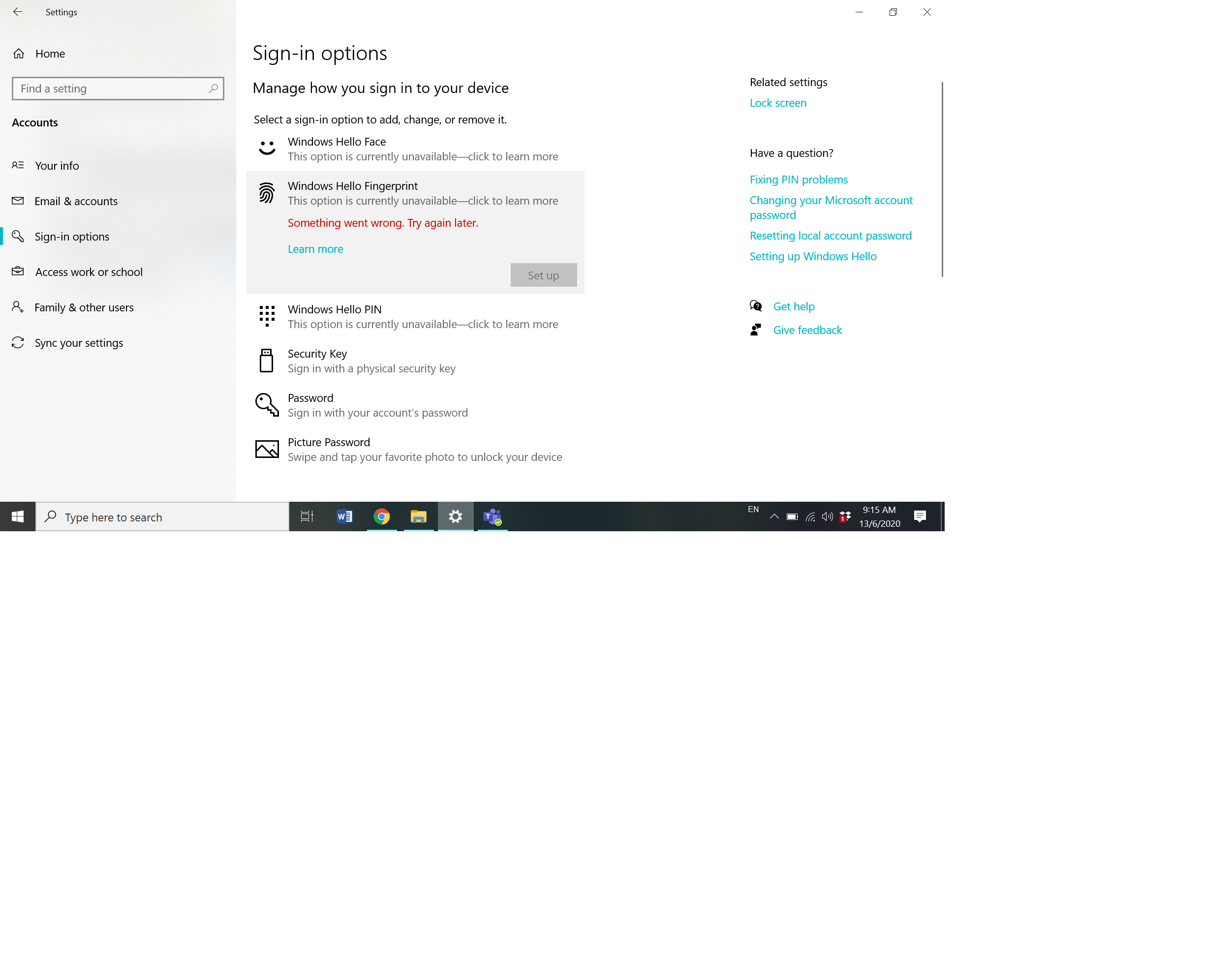 Windows Hello not working - Microsoft Q&A