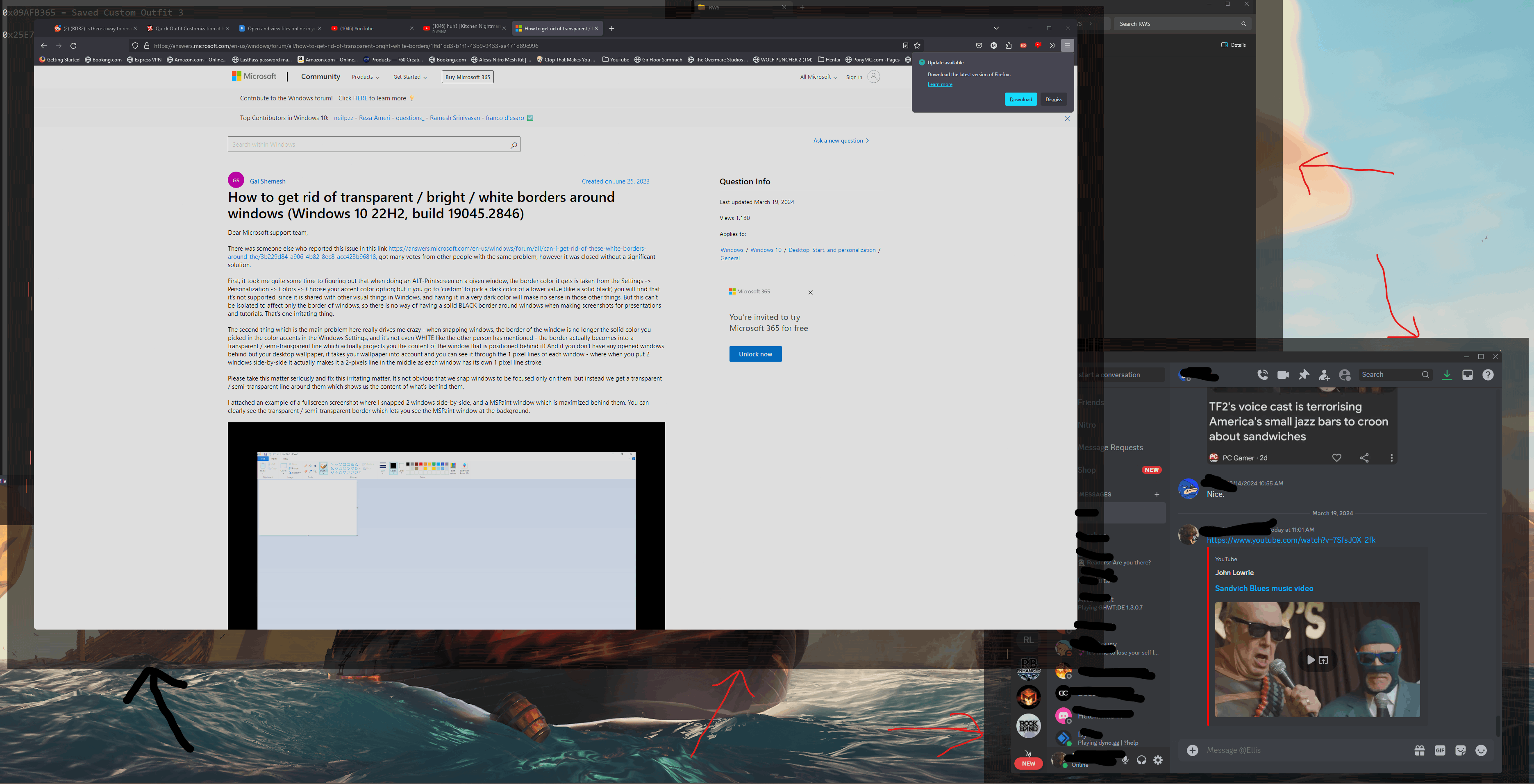 Transparent black border keeps showing up behind inactive windows in ...