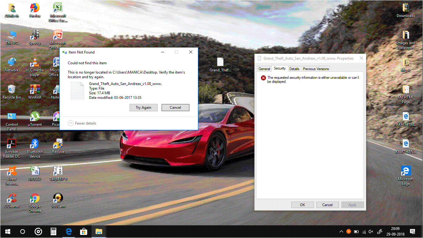 cannot delete a file in desktop in my acer aspire 3 windows 10 64 bit ...