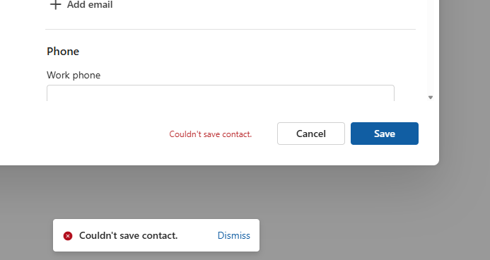 New Outlook - I can't save a new contact. - Microsoft Q&A